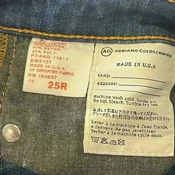 Ag Adriano Goldschmeid The Stevie Slim Straight Jeans, Size 25R - Picture 7 of 13
